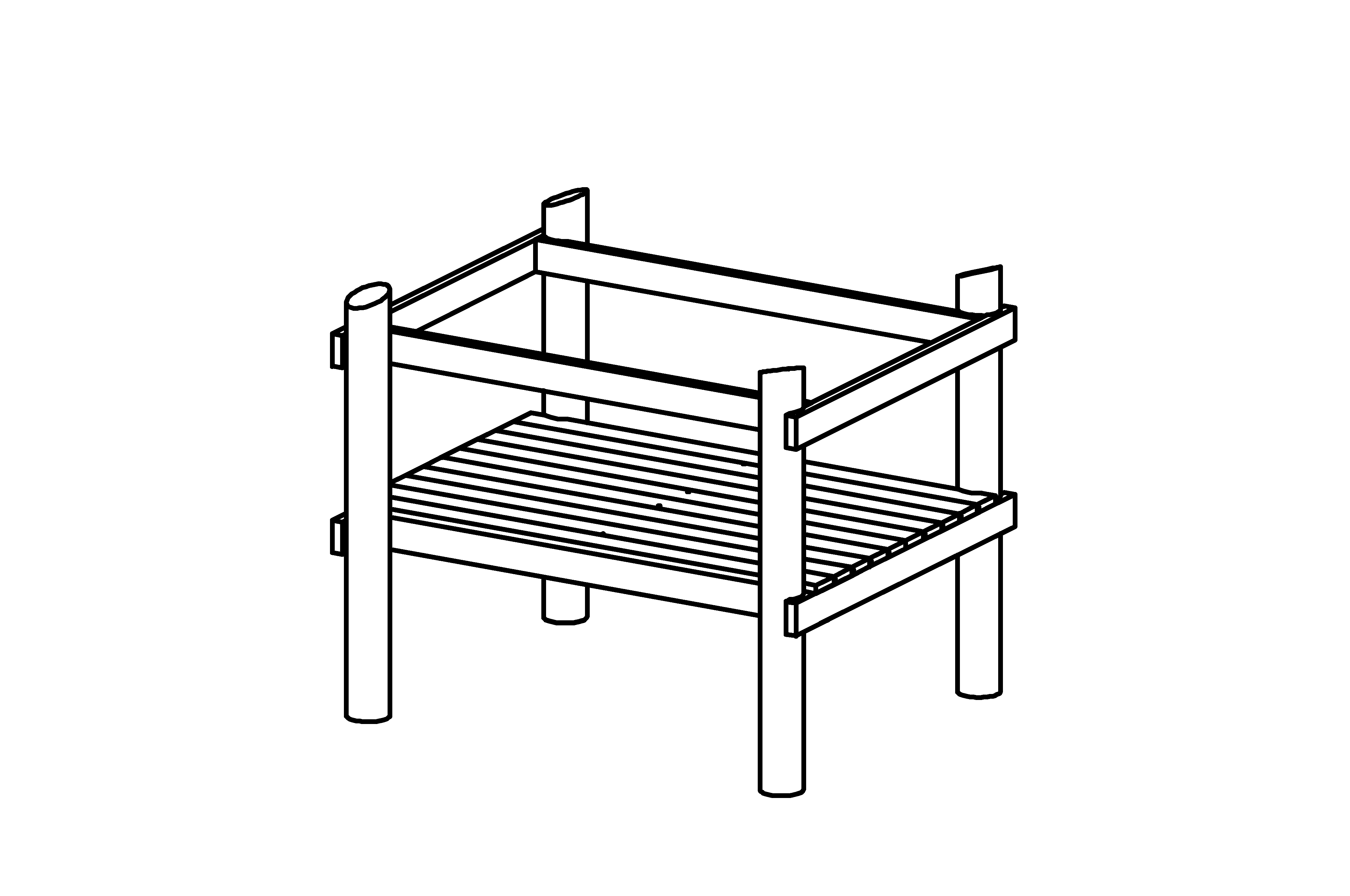 Platform, height 1.00 m, made of larch without steel feet