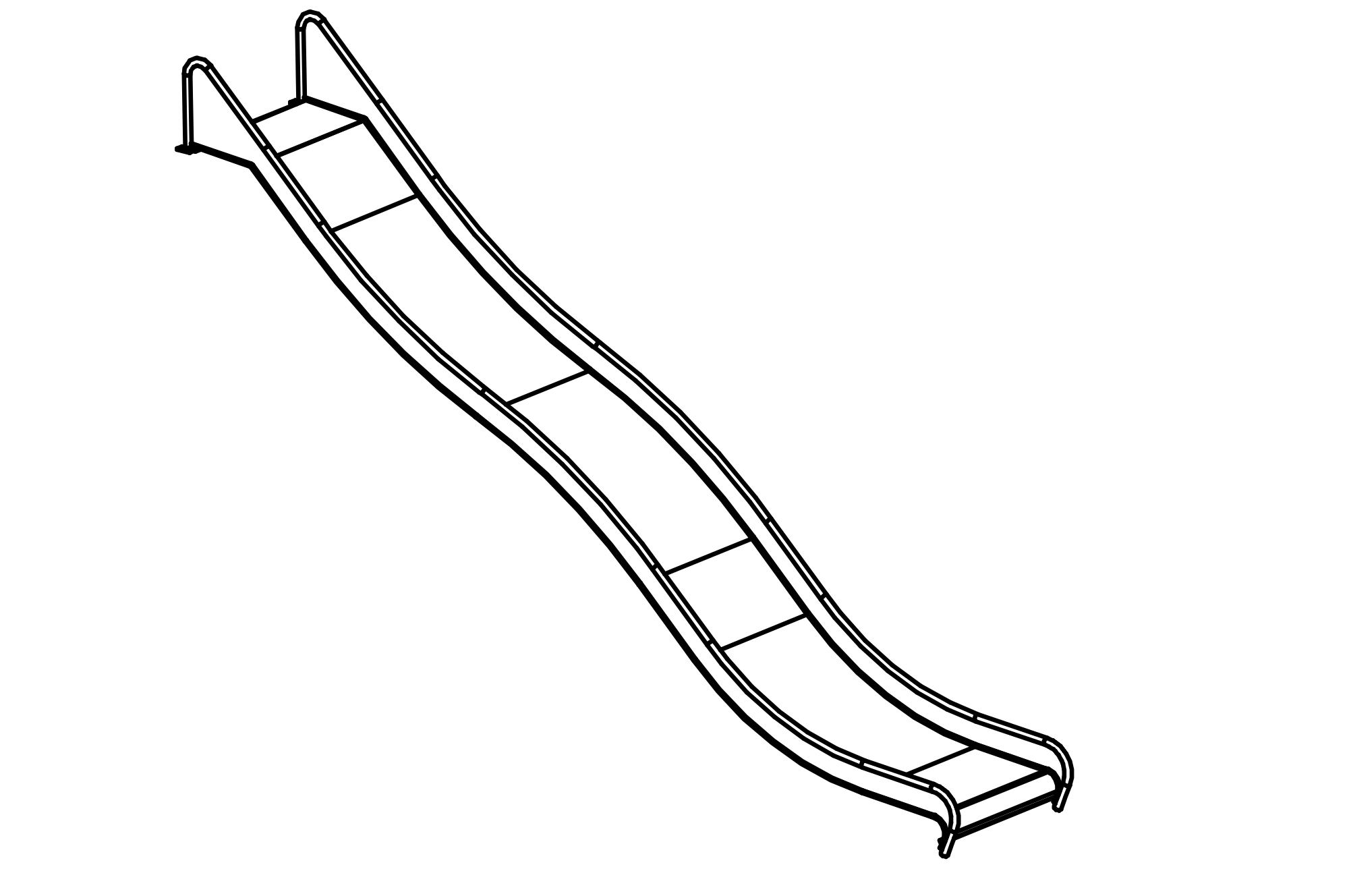 Stainless steel slide with 1 wave, width= 1 m, height = 3 m