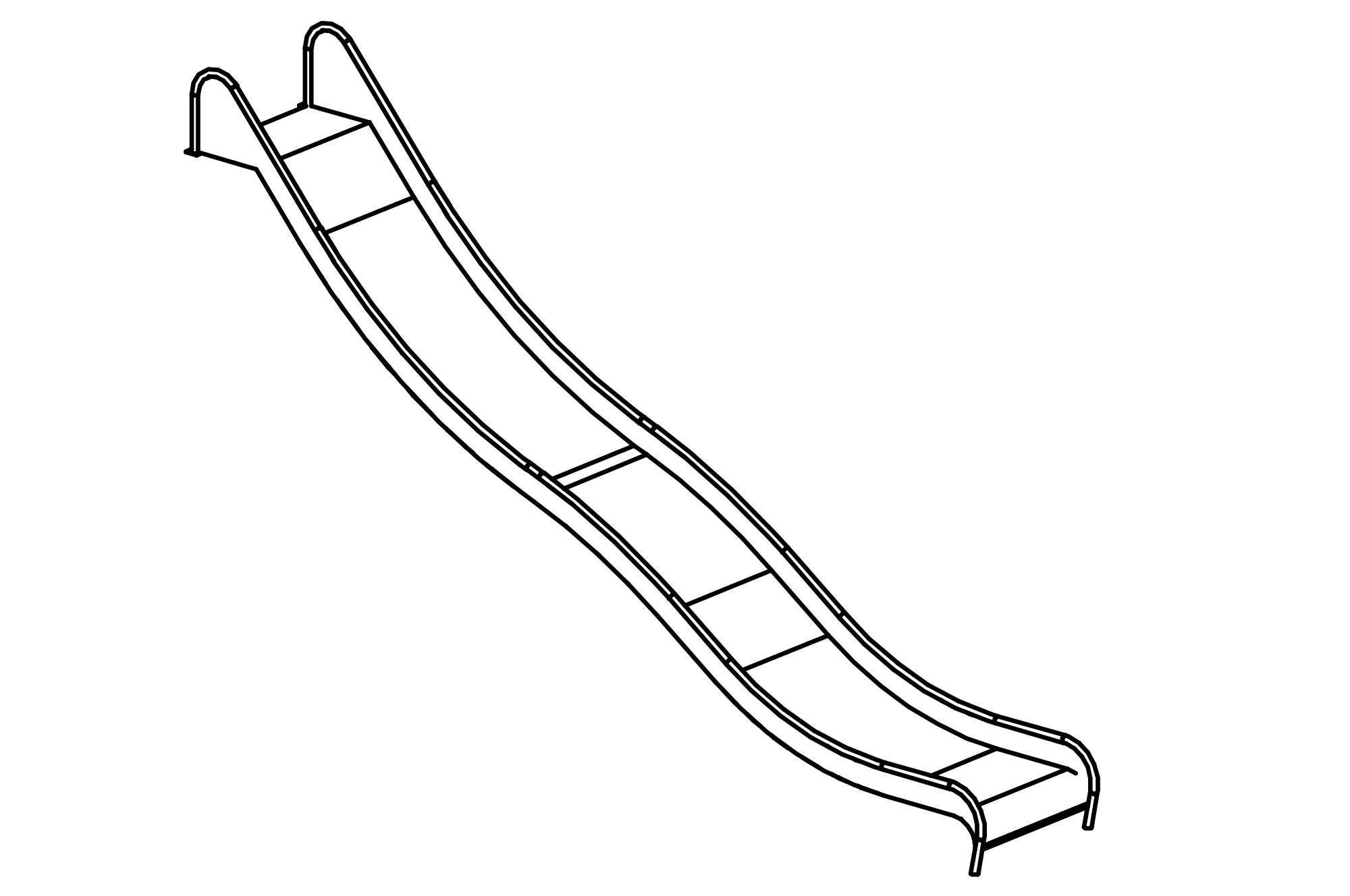 Stainless steel slide with 1 wave, width= 1 m, height = 3,50 m