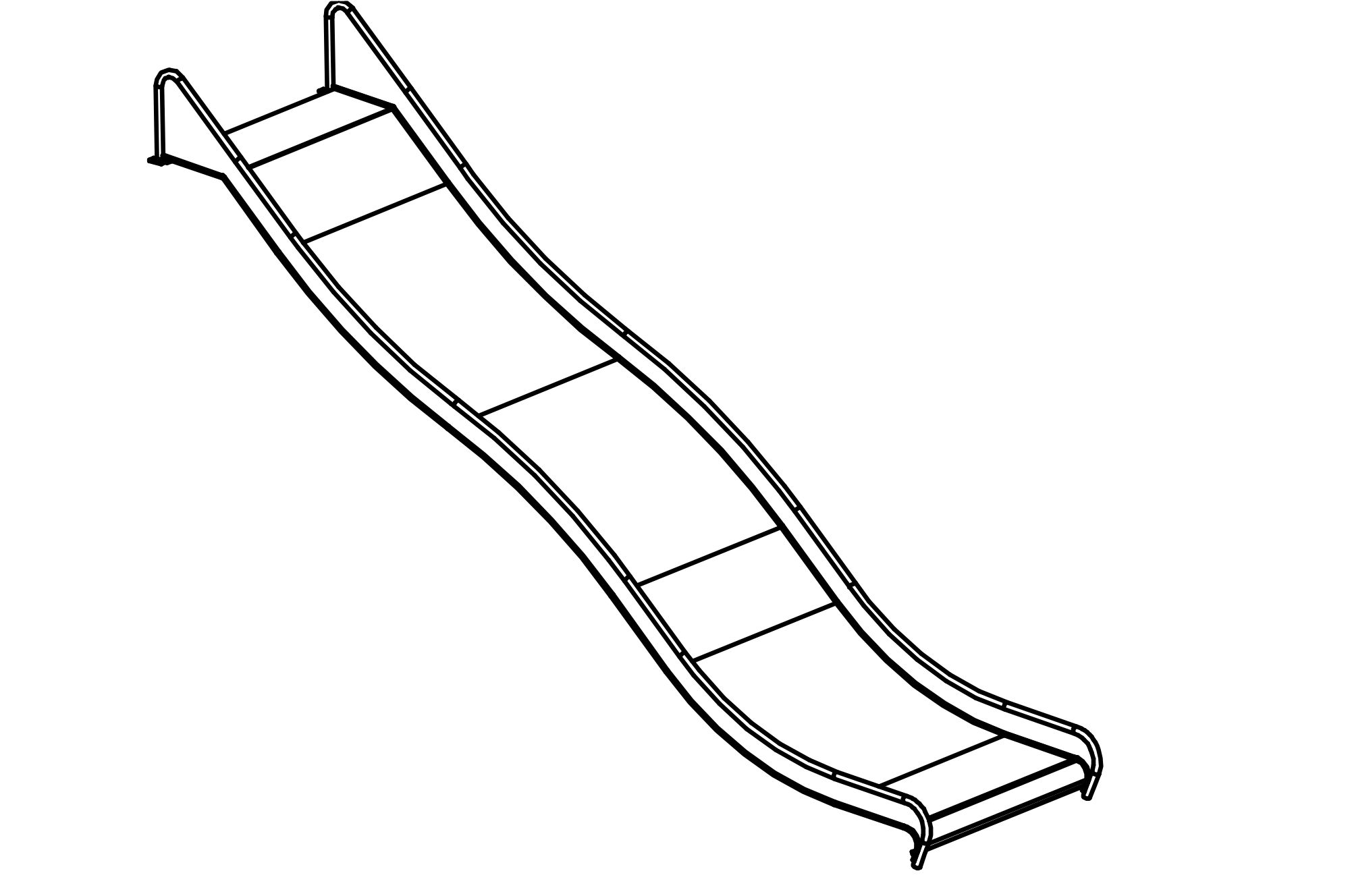 Stainless steel slide with 1 wave, width = 1,50 m, height = 3 m
