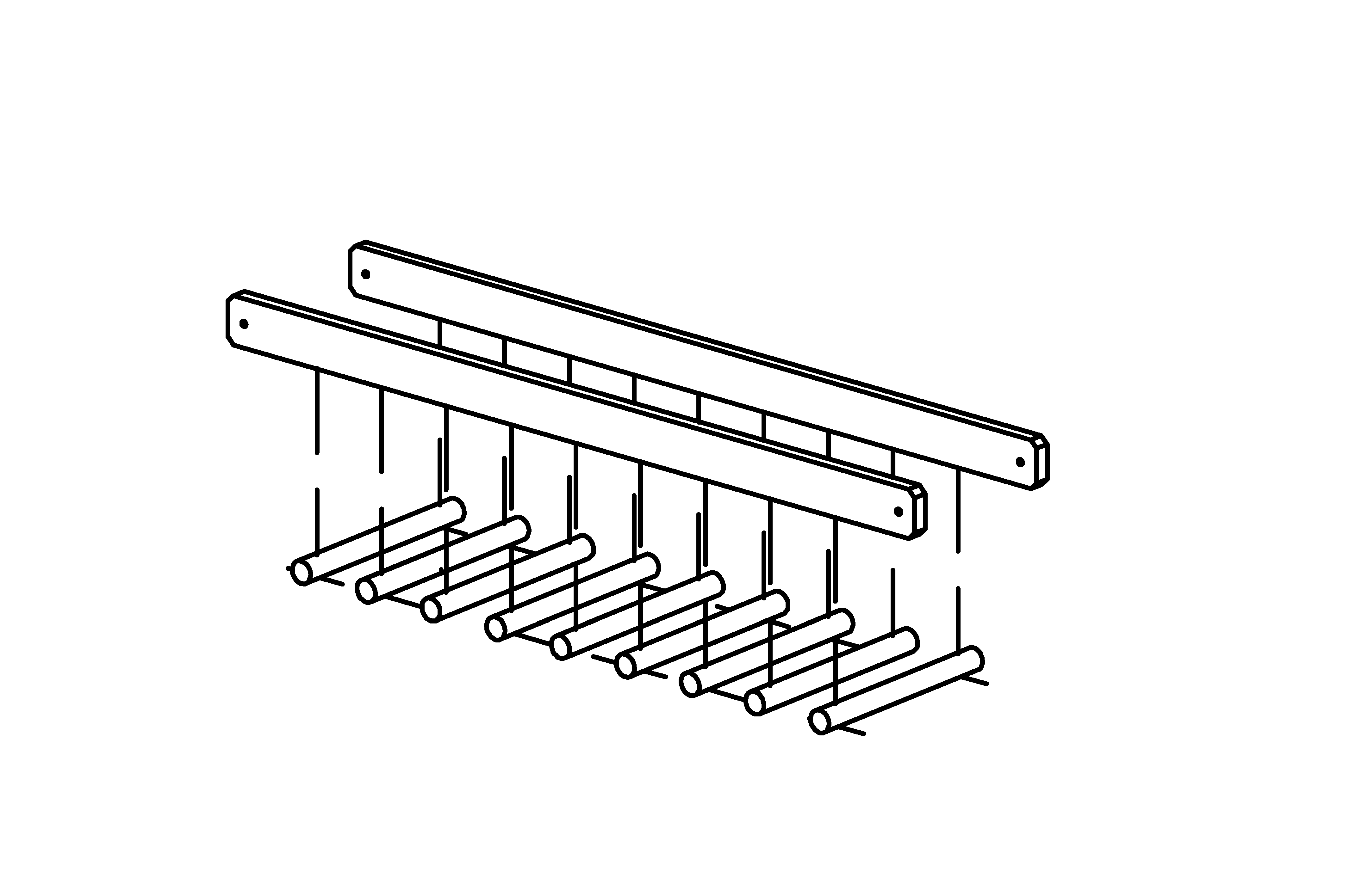 Handrails and Running Board Timbers for 4 m Walkway