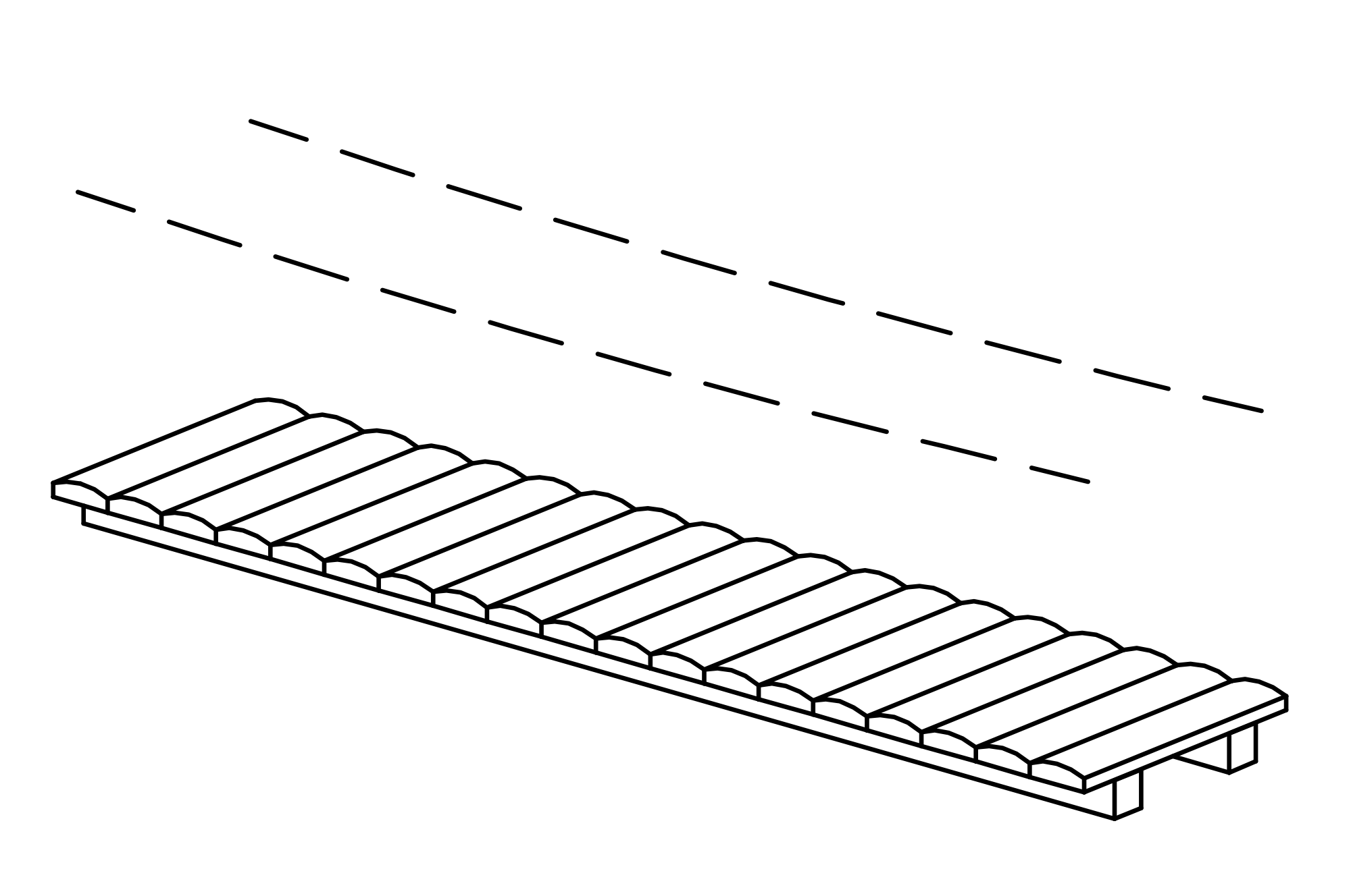 Bridge with chain handrail, length = 3 m