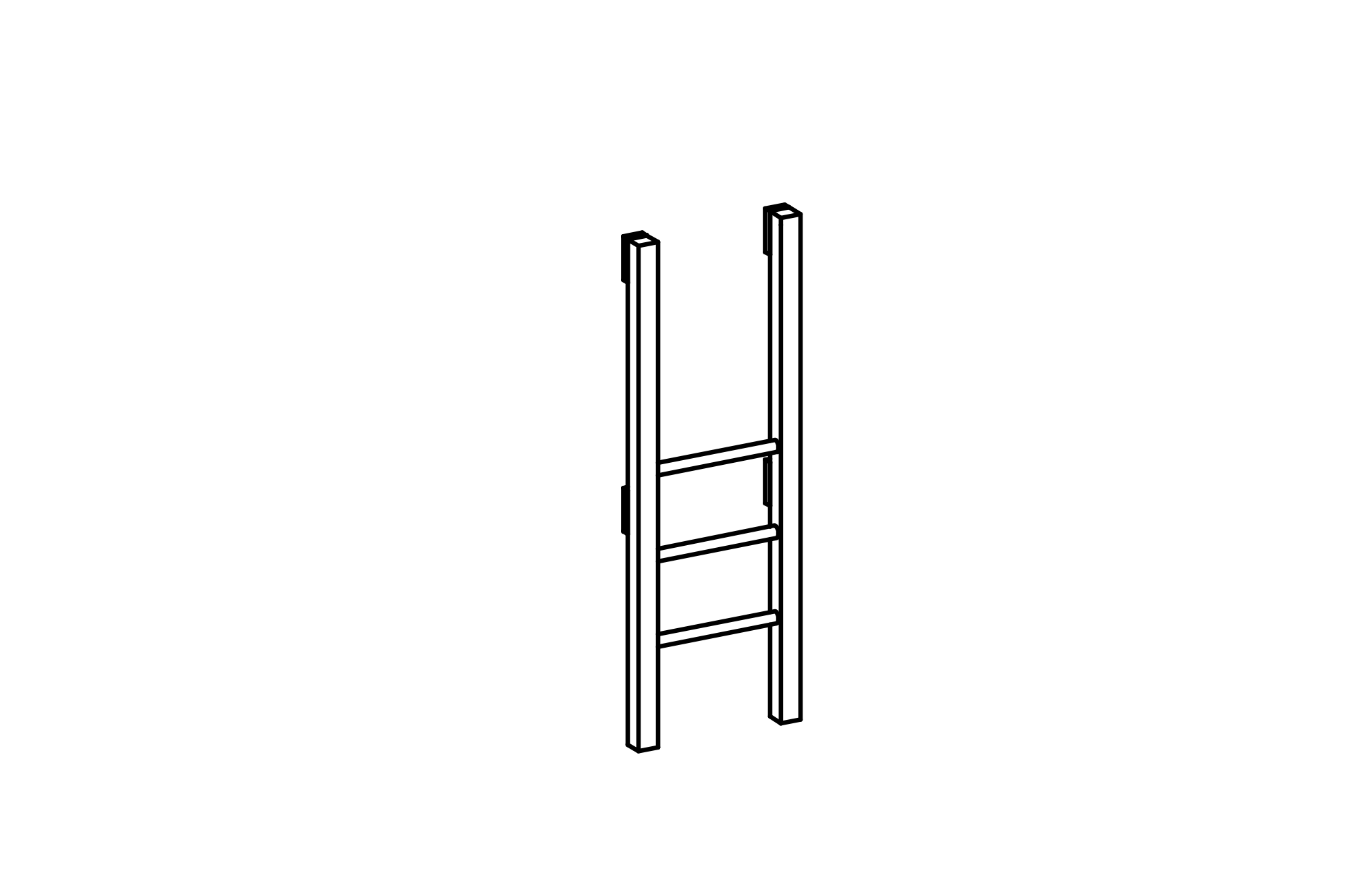 Ladder for Platforms, attachment to short side, height = 1 m