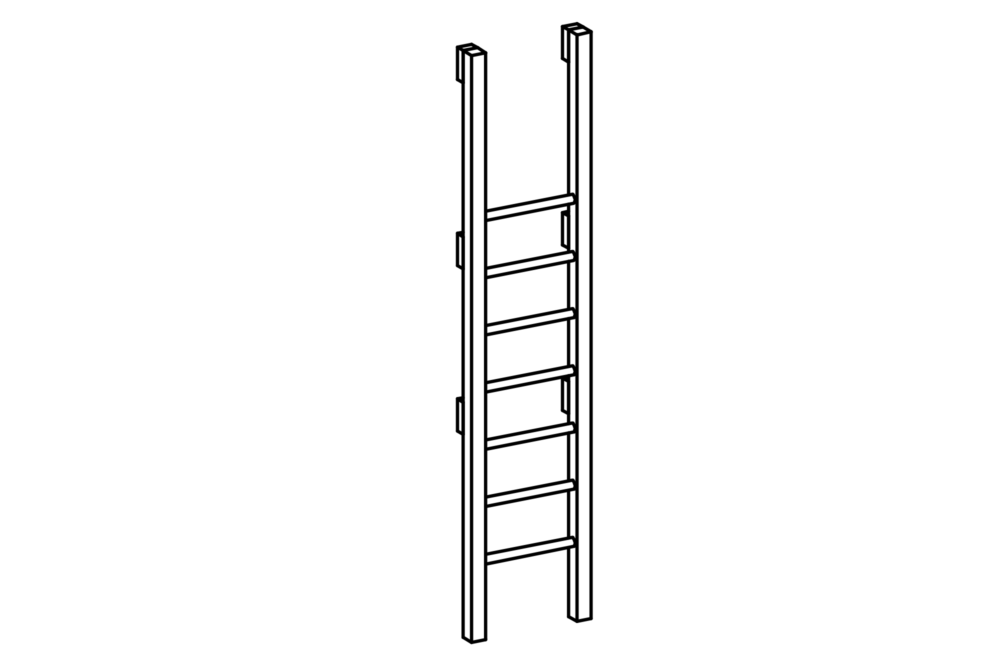 Ladder for Platforms, attachment to long side, height = 2 m