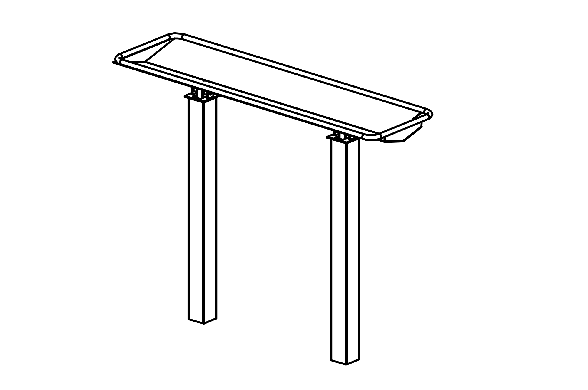Basin with transverse see-saw, stainless steel, length = 2 m 