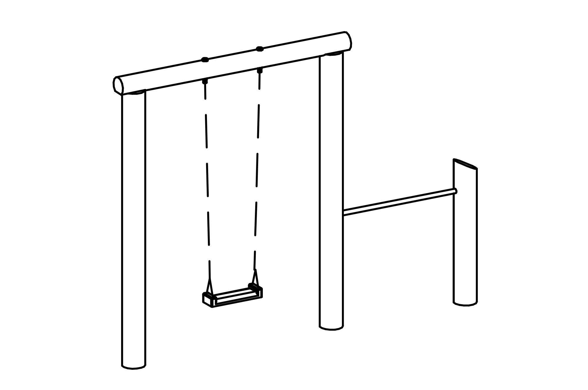 Swing with fixed horizontal bar