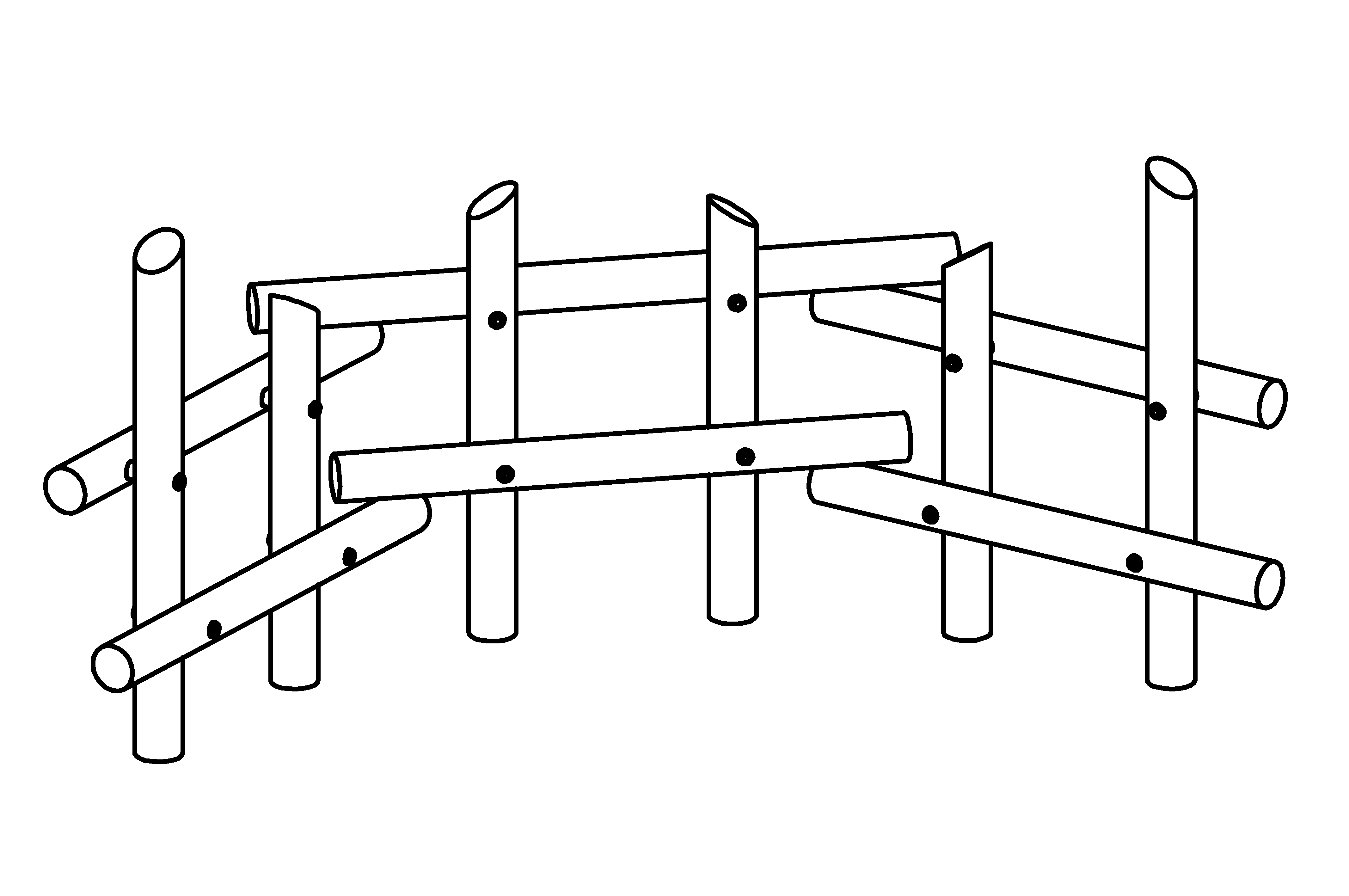 Sitting Fence, triple element larch with steel feet