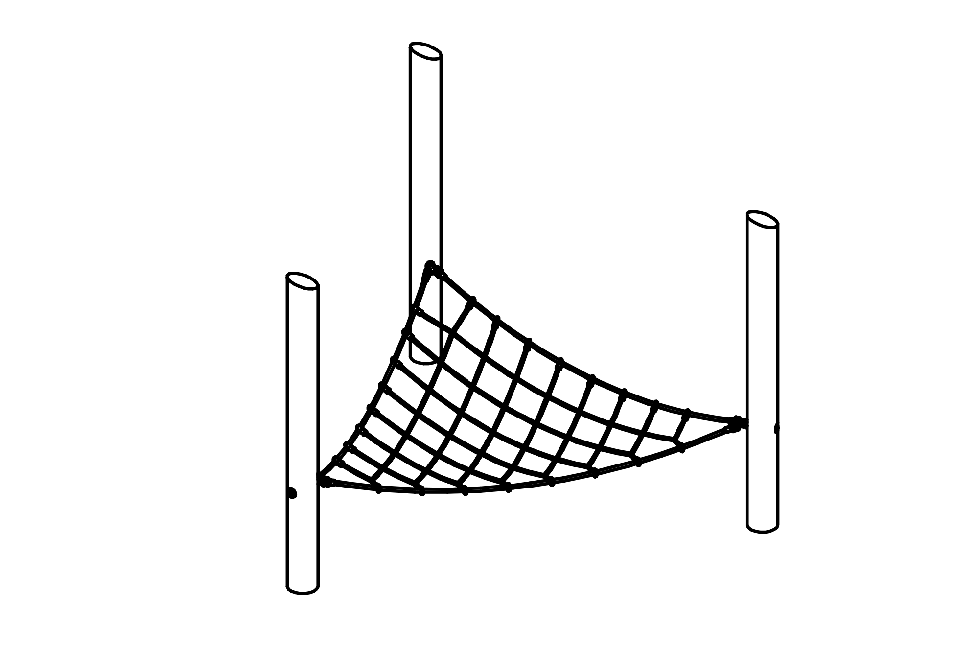 Horizontal triangular net, wide-meshed