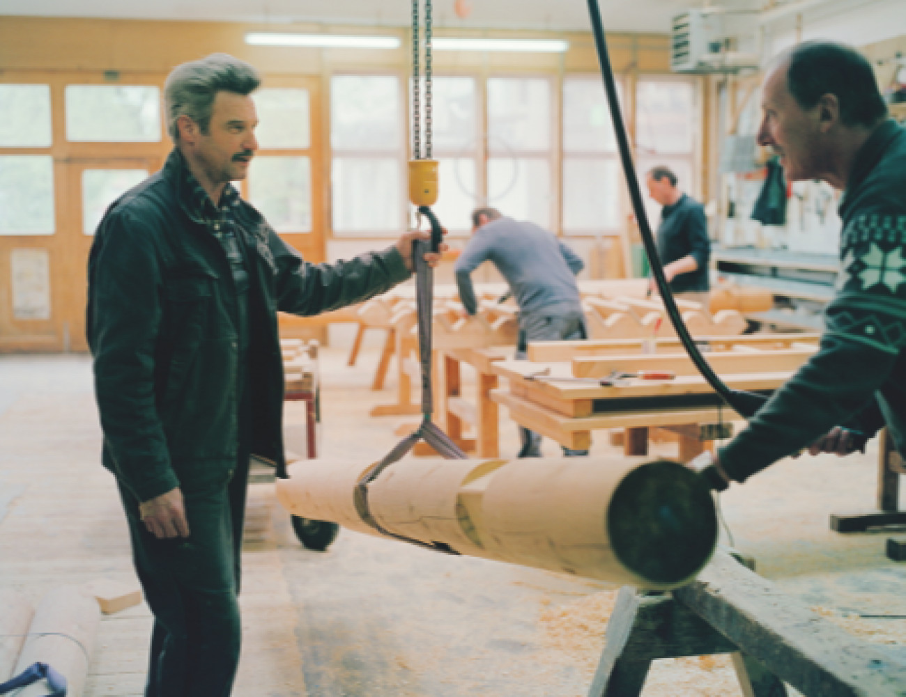 Playground Timber Trunks being lifted to create play equipment